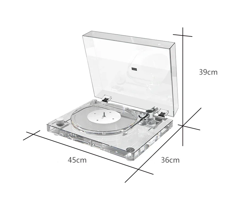 High -end Professional Pickup Turntable Player Vinyl Record Transparentný akrylový vinylový rekord Player s prenosom Bluetooth