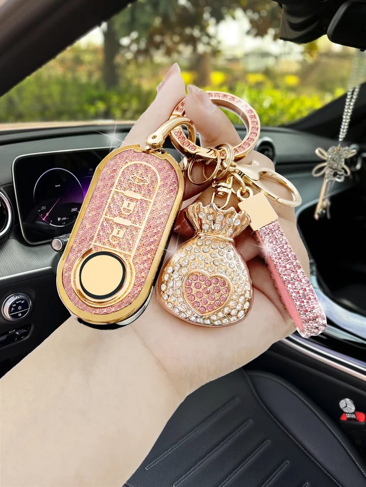 High -end Pánske a dámske ružové diamanty priťahujú bohatstvo a poklady, lásku a bohatstvo zámok kľúča+auto Classic Pink Gold B