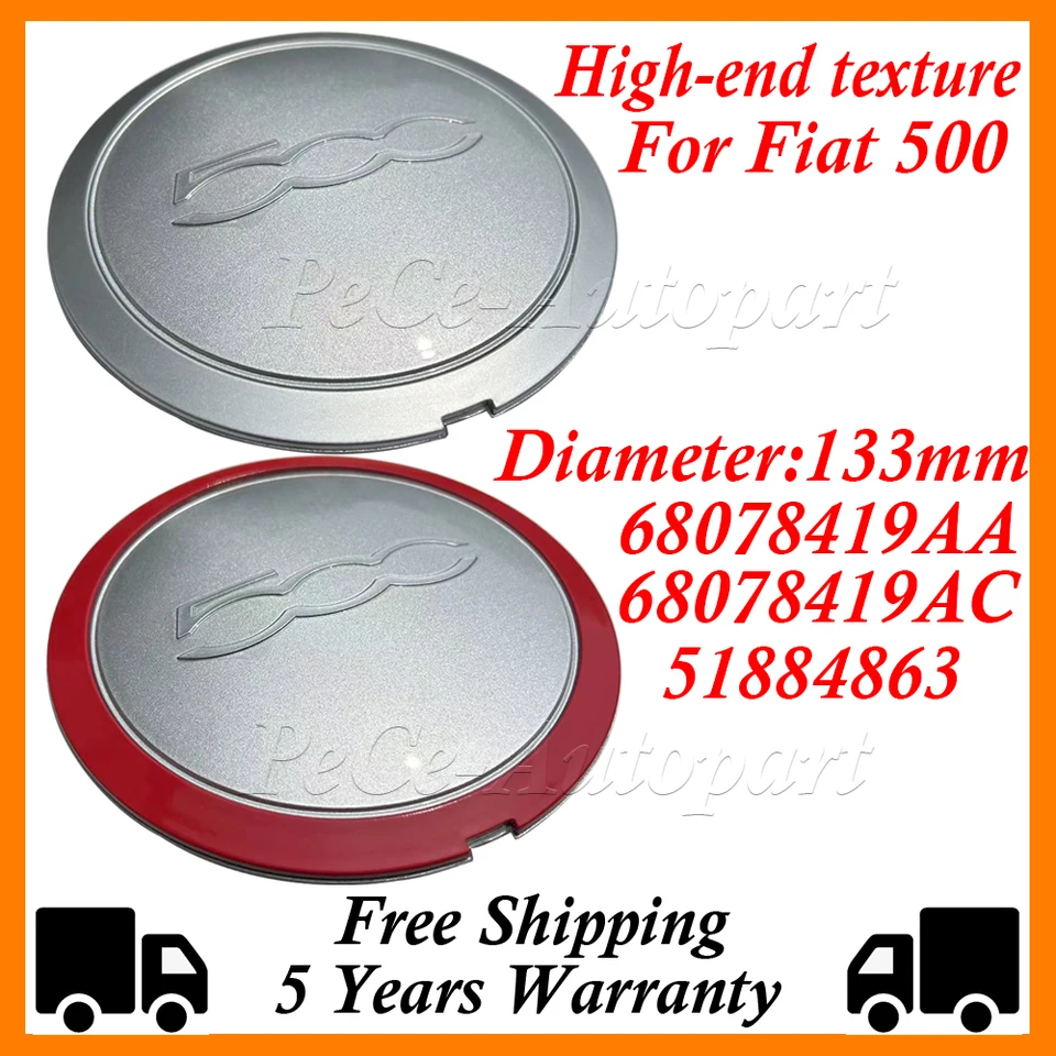 High-end textúra pre Fiat 500 NOVÝ 133 mm hubcap kolesá stredné uzávery 68078419AC 68078421AC 51884863