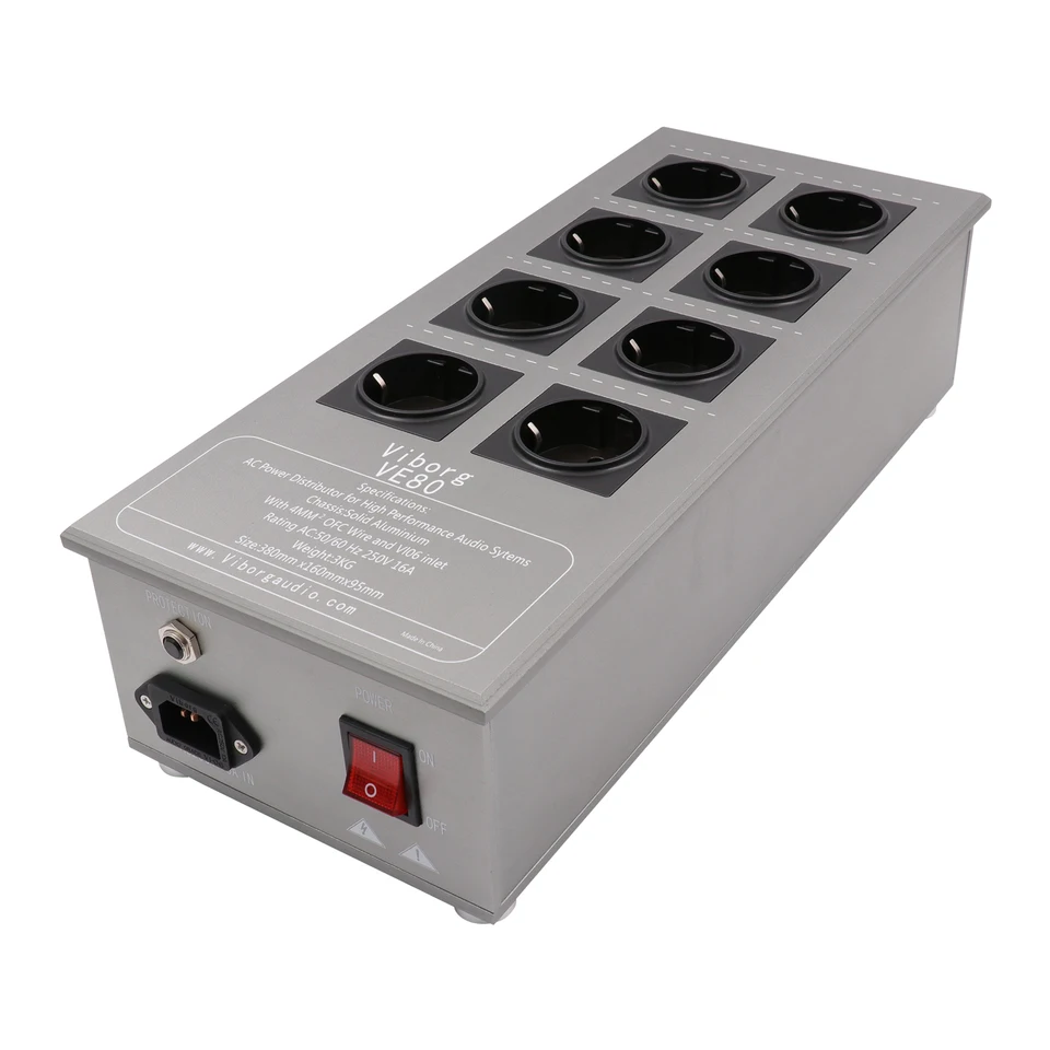 High-end Viborg VE80 HIFI Audio EU Schuko Suvels Outle Filter AC Power Conditioner Audiofilový výkonový filter Čistiteľ výkon