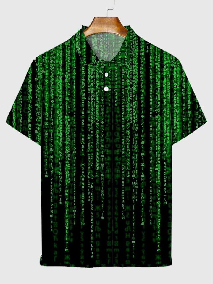 High Tech Information Technology Matrix na pozadie Tlač polo s krátkym rukávom