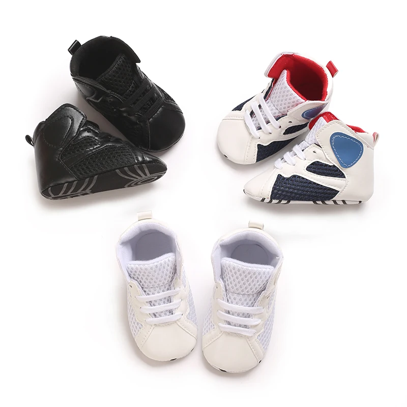 High Top Soft Solled Pánske a dámske PU sieťové priedušné príležitostné topánky Športové topánky 0-18M Novorodenca First Walking topánky