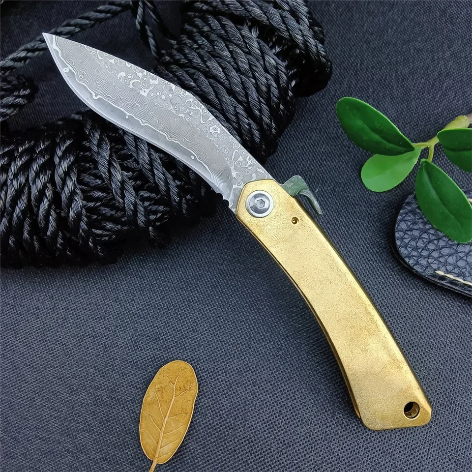 Higonokami vrecko skladací nôž damascus oceľová čepeľ Copper Copper Copper Outdoor Camping Tactical Nôž praktický bojový nástroj