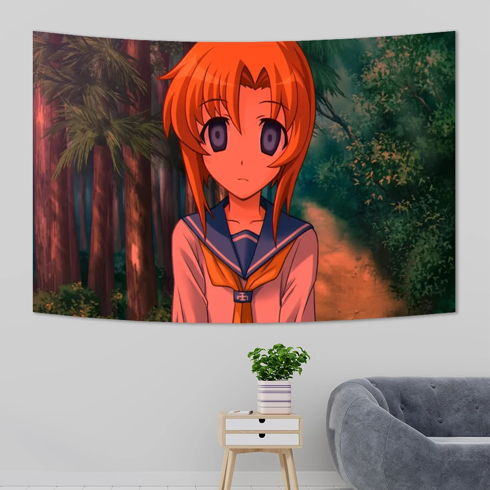 Higurashi, keď plačú karikatúrou tapiséria Sakura Art Art Science Room Home Decor Domov Decor Decor Kawaii Bohemian Decor