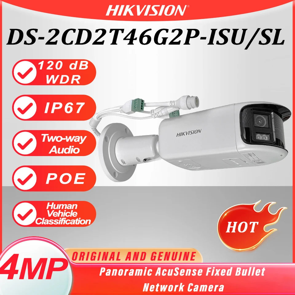 HikVision 4MP IP fotoaparát obojsmerná audio bezpečnosť ochrany ľudského vozidla Klasifikácia Svetlo Audio Alarm DS-2CD2T46G2P-ISU/SL