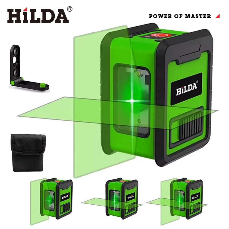 Hilda 2 mini čiary laserová úroveň Self Leting Green Beams Laser Horizontálne a vertikálne krížové riadky