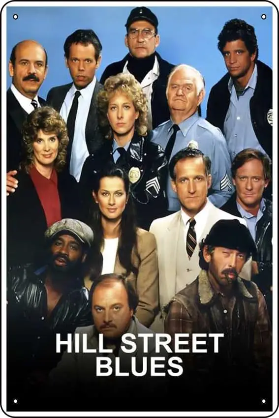 Hill Street Blues (1981) Zobraziť plagát Bar Bar Cafe Obývacia izba Spálňa Spálňa Orezávanie Materia Lmetal Montážna montážna stena na stenu, cínové znamenie, 8x