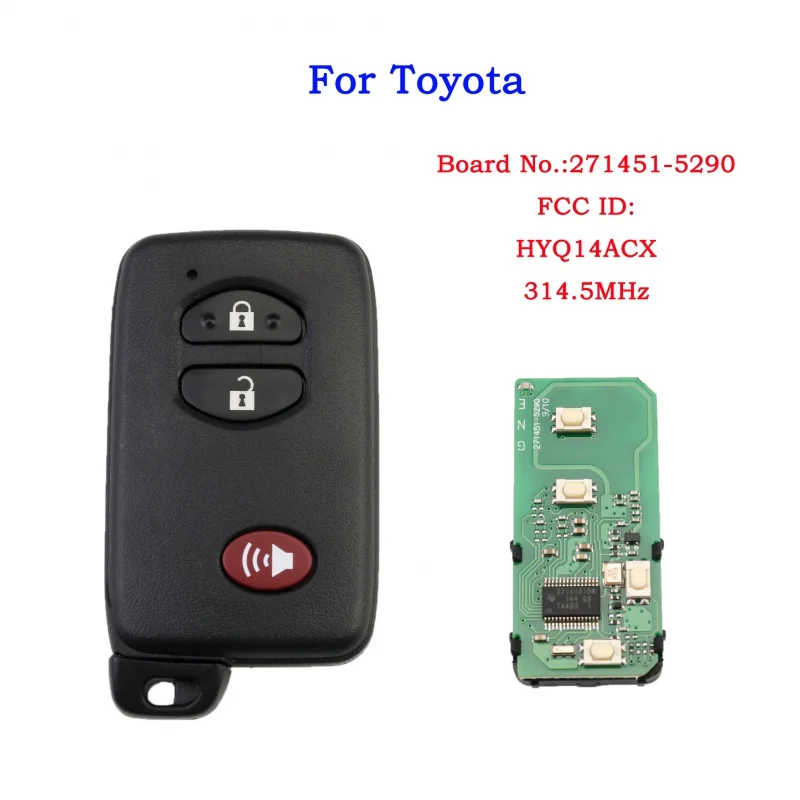 Hindley 314,5 MHz Smart Remote Car Key 4D Chip pre Toyota 4Runner Prius C Prius proti Venza 271451-5290 FCC ID: HYQ14ACX P1 98
