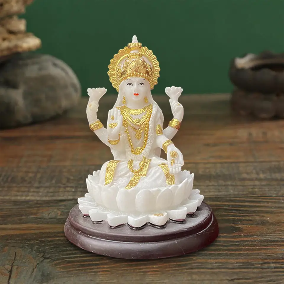 Hinduistická bohyňa Lakshmi sochy remeslá feng shui výzdoba prosperity socha pre