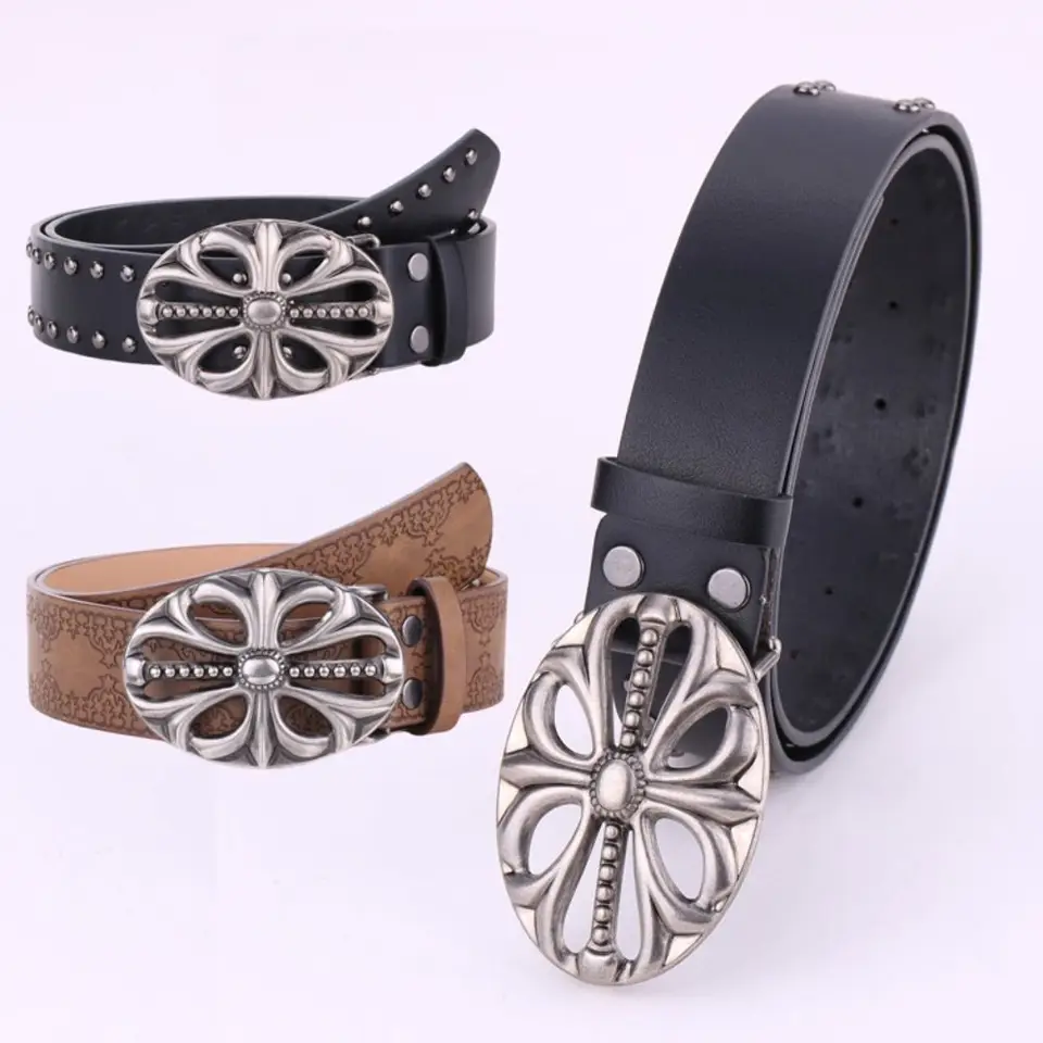 Hip hop Bohemian Belt Belt Fashion Punk kostru hlava kožené pásy nitované nohavice kapely y2k štýl