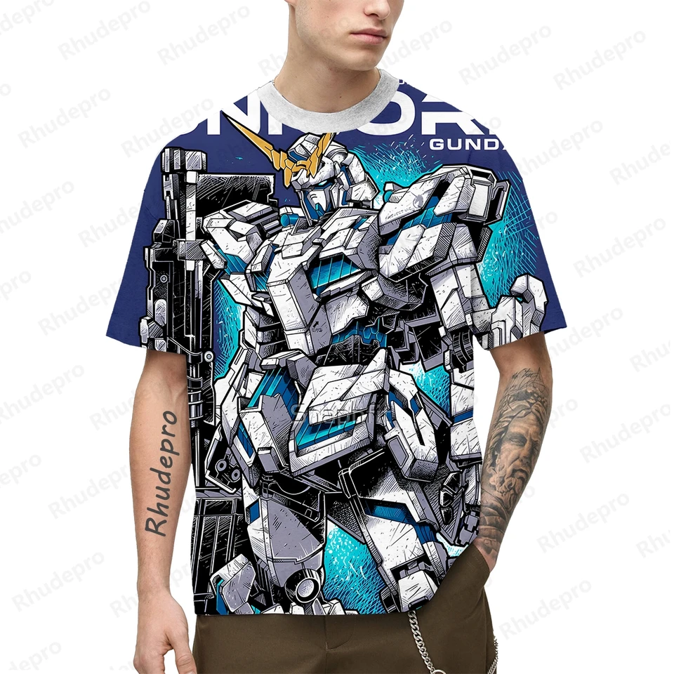 Hip Hop Gundam Model 2024 Nové tričko Trend Trend Tops Topy Short Ruckve Pánske oblečenie Essentials TEE Naditívne darčekové košele na streetwear