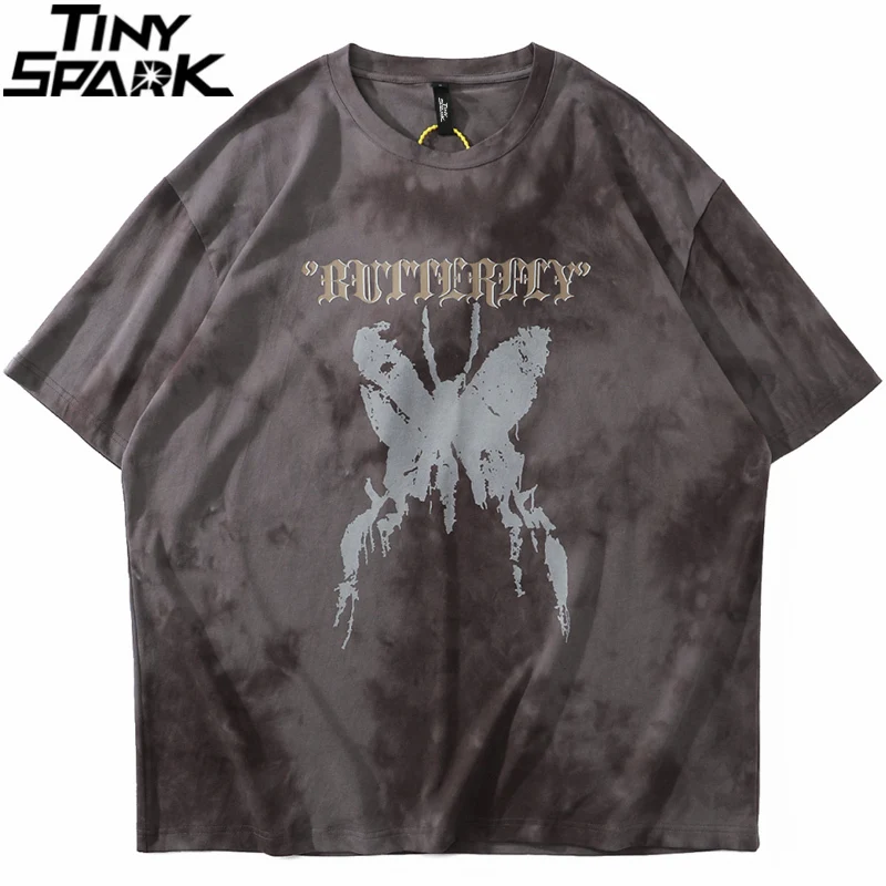 Hip Hop Hop Streetwear Nadmerné tričko Tshirt Harajuku Butterfly Print Tričko 2024 mužov leto s krátkym rukávom tričko bavlnené vrcholy