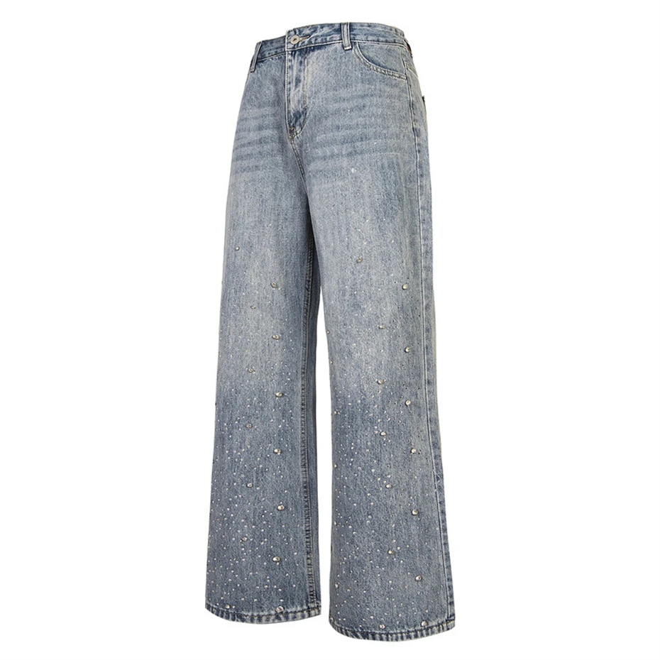 Hip hop kamienok džínsy Men Ženy BAGGGY Rovné vintage modré džínsové nohavice nadmerné streetwear jarné jarné nohavice pánske nohavice pánske džínsy