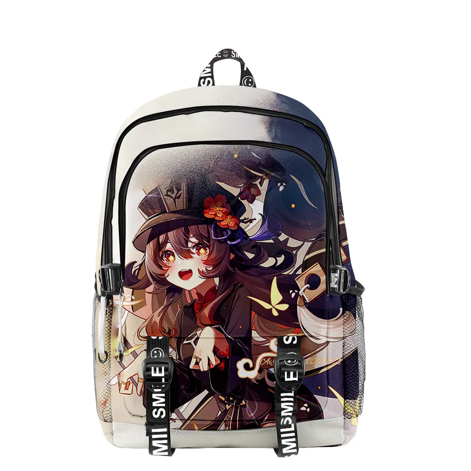 Hip hop mladistvé školské tašky unisex genshin dopad hutao cestovné tašky 3D tlač Oxford Waterproof Multifunkčné batohy