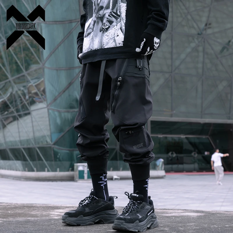 Hip hop taktické nákladné nohavice Men Muži zipsové bežecké nohavice 2023