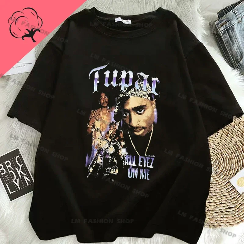 Hip hop ženy Men Tshirt Rapper Tupac Grafické tlačové tričká Y2K Streetwear Cotton Tops Unisex Harajuku Príležitostné rukávy Krátke rukávy