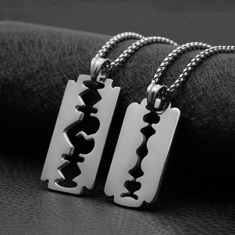 Hiphop z nehrdzavejúcej ocele Razor Blades prívesok Náhrdelníky Men šperky dutý holiaci strojček srdce Láska Náhrdelníky Rock Blade Ženy