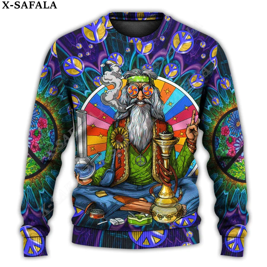 Hippie huby škaredé vianočné pletené svetre vtipné halloween vianočné darčeky Tops pár sviatočných večierkov unisex neformálne -4