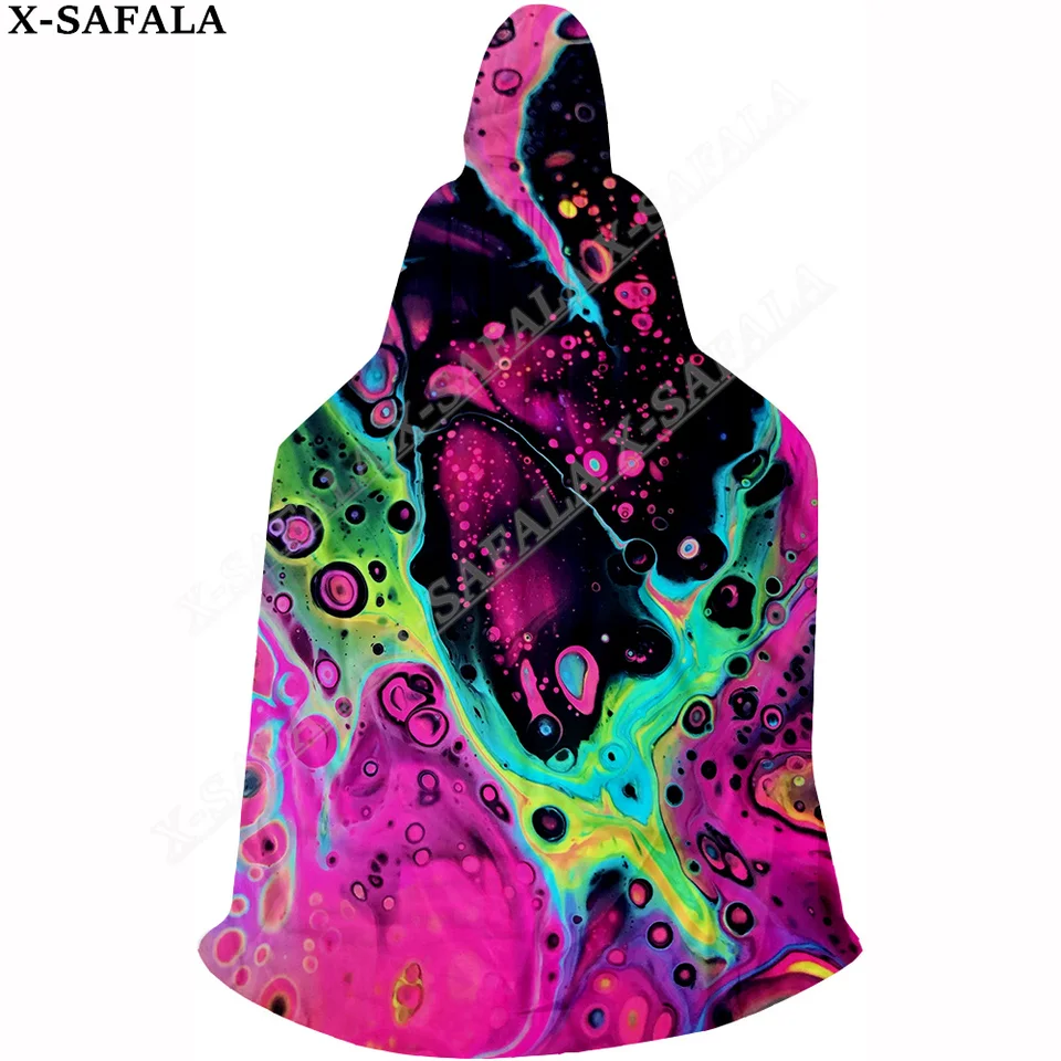 Hippie Psychedelic Colorful Trippy 3D Print Capes Robe Halloween Cosplay tenké kapucňa plášť dospelých dospelých Detské šaty Obliekanie rekvizít-2