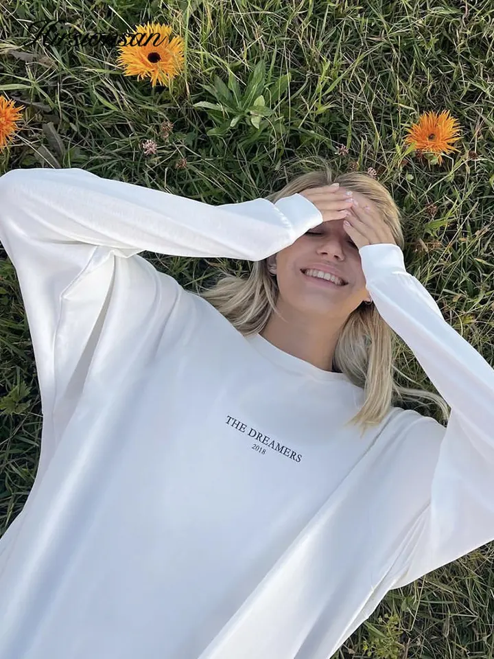 Hirsionsan Listy Vytlačené dlhým rukávom hrubšie bavlnené tričko Ženy Vintage Basic Pullover Female Spring Cusual Tees 2023