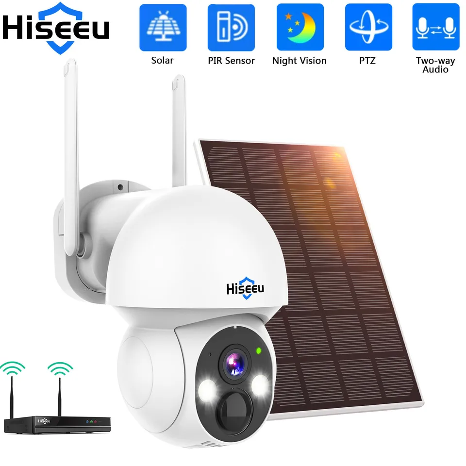 Hiseeu 2K 4MP WiFi PTZ Solar IP Camera Human Detect Night Vision P2P CCTV Sledovacia kamera pre bezdrôtový systém CCTV Hiseeu