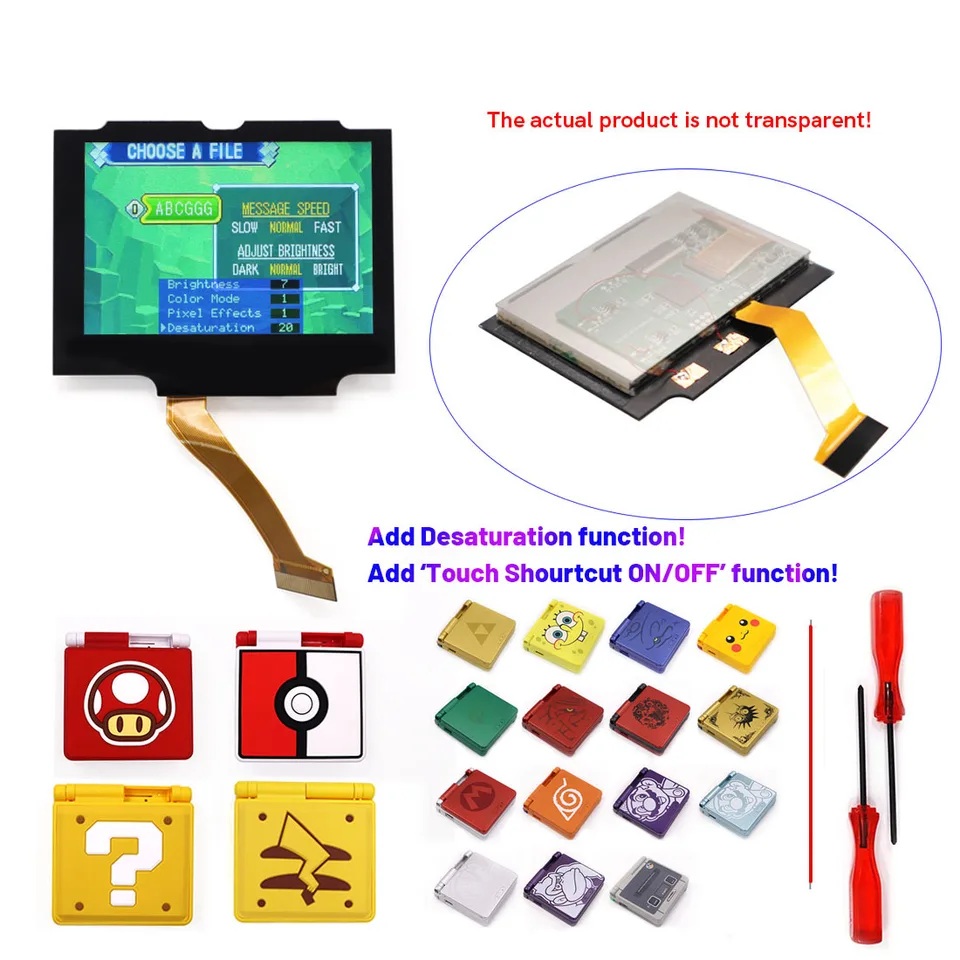 Hispeedido 3.0 '' GBA SP V5 IPS Laminované podsvietené súpravy LCD SCRES