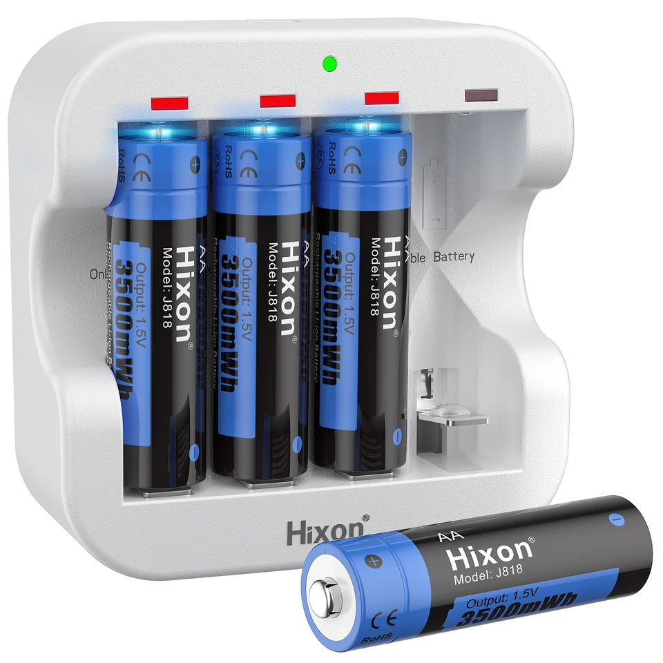 Hixon-4PC 3500MWh 1,5V AA Li-Ion Nabíjateľná batéria 4 slot nabíjačky, pre výmenu batérie myši Výrobcovia priameho predaja,