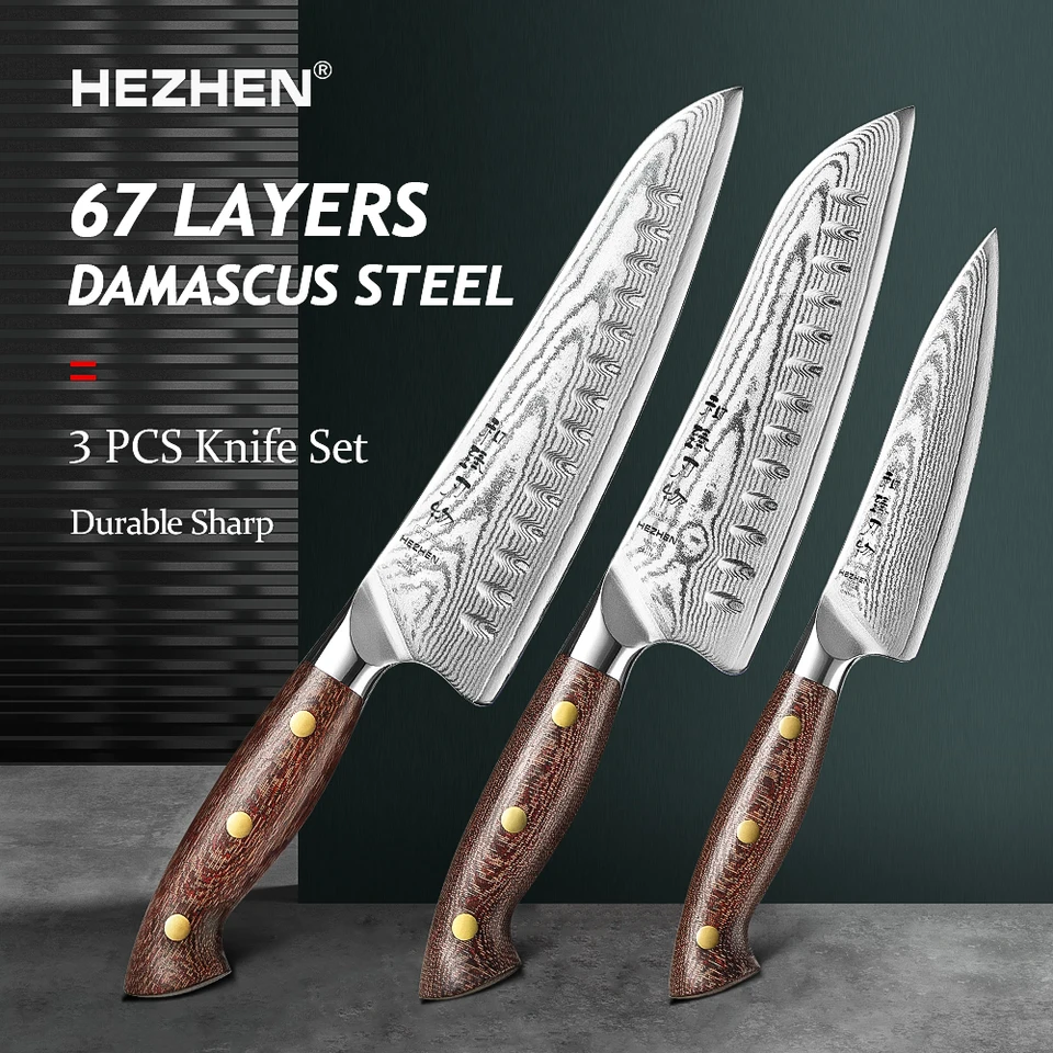 Hizhen 3pc kuchynský nôž šéfkuchára Kuchy