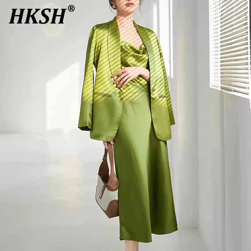 HKSH Autumn New Dámsky príliv High Sense Sense Accic Streetwear Streetwear Módna súprava elegantné elegantné sako šaty obleky H2768