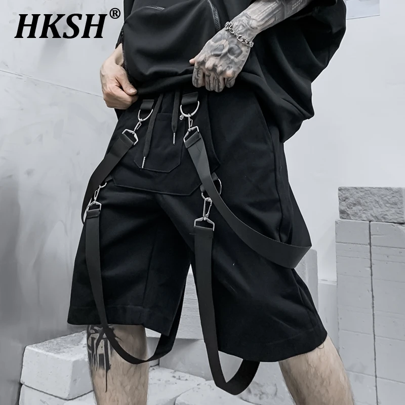 HKSH Summer Ribbon Trendy Cotton Shorts Pánske príliv Dark Streetwear Japanese Rovné koleno Krátke nohavice Chic Capris HK0680