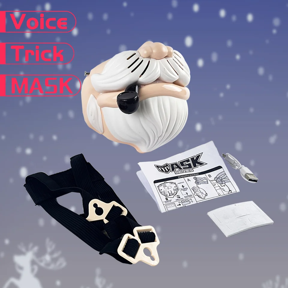 Hlasový menič Santa Claus Face Mask pre deti-Cosplay vianočných večierkov, hračka meniaca zvukom, nabíjanie USB, perfektný darček pre dovolenku f