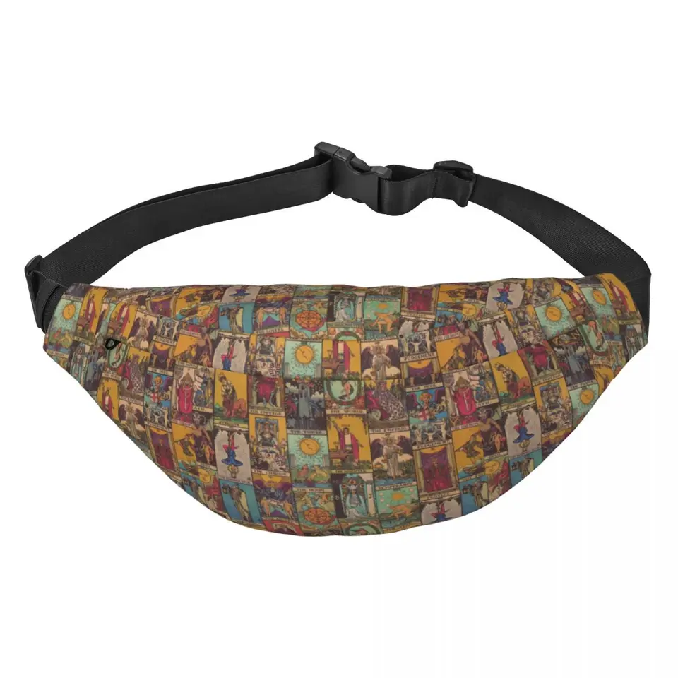 Hlavná arcana Tarot Vintage Patchwork Fanny Pack Custom Occult Witch Spiring Sling Crossbody Waist Bag Pleast Peniaze Peniaze