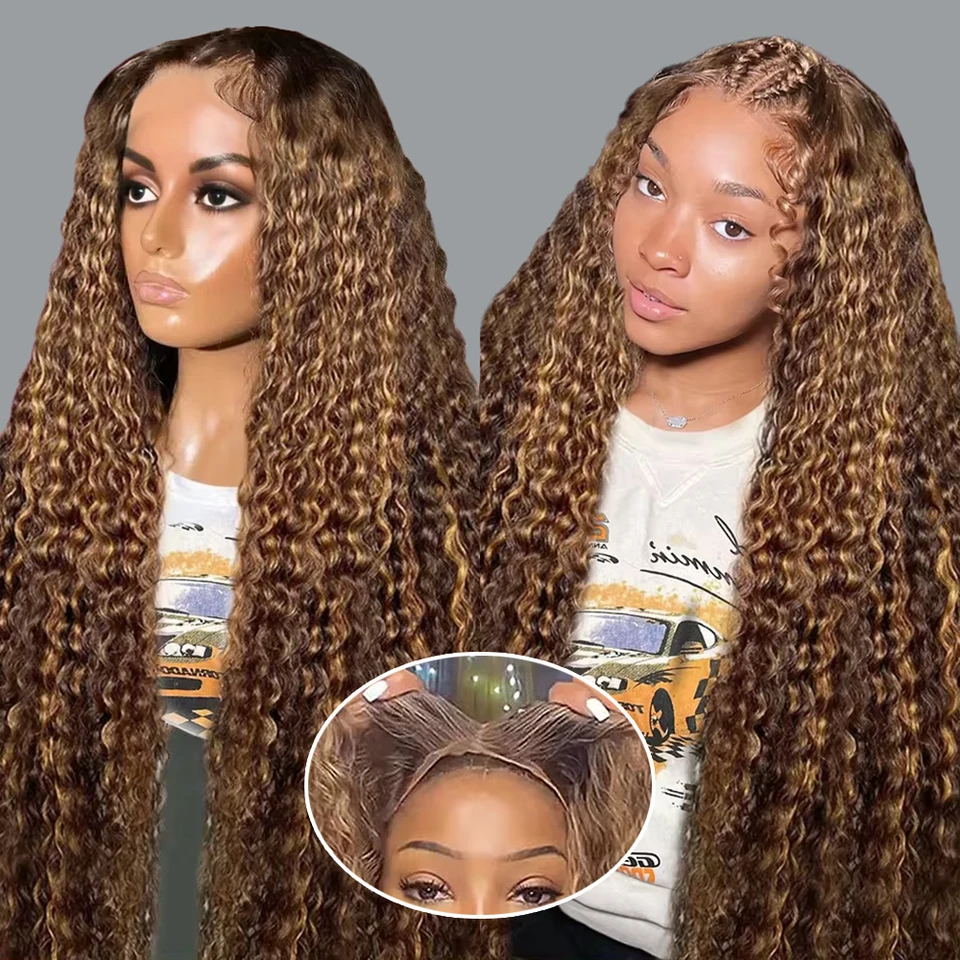 Hlboká vlna 30 40 palcov 250 Hustota 4/27 Zvýšenie ombre farebné kučeravé kučeravé 7x5 Glueless Remy Human Huan Hair Parochňa pred nami pre ženy v predaji