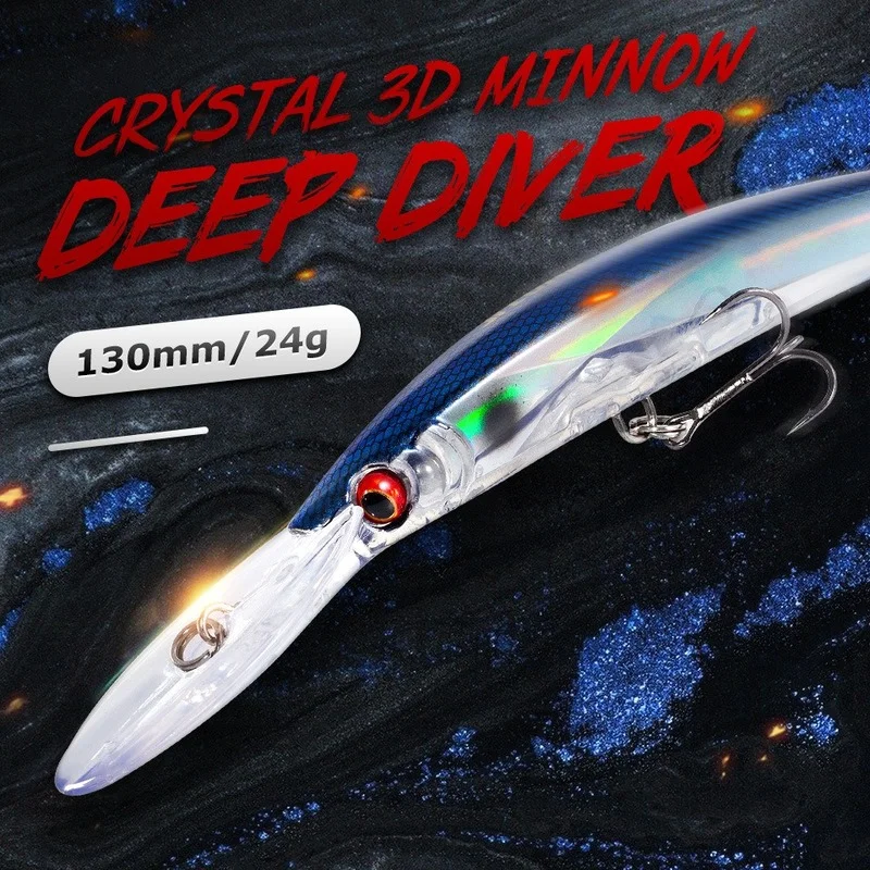 Hlboký potápač Minnow Stoping Rybárska návnada Wobblers 130 mm 24g Crystal 3D Hard návnada megabass cranbait japonský wobblers for Pike Bass