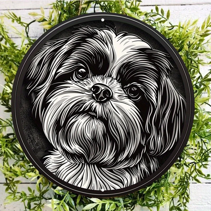 Hliník shih tzu psov tvár kovové znamenie, vešiak na dvere odolné voči poveternostným vplyvom, dekoráciu steny s tlačou HD, dekoráciu venca