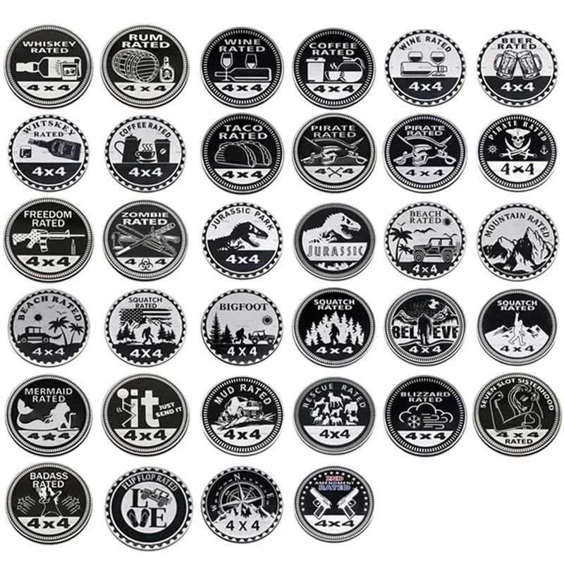Hliníková 3D Trail Pirát s hodnotením 4x4 auta Zadný kmeň odznak znak Sticker pre Jeep JK Grand Cherokee Wrangler Rubicon Accessories