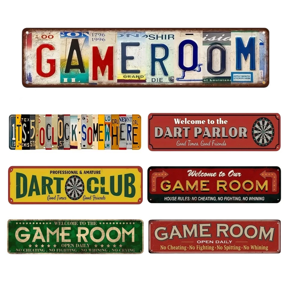 Hliníková kovová plechová značka, kúpeľňa/gameroom stena dekor, železná maľba, historické logo stena dekor, kúpeľňa Gameroom Decor Decor