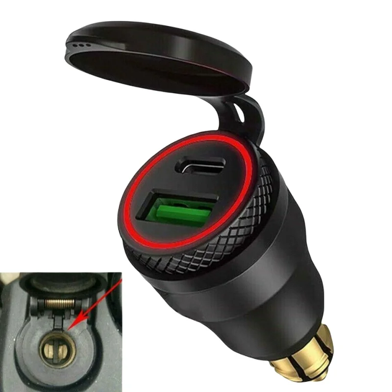 Hliníková nabíjačka USB 30W PD Type-C QC 3.0 Rýchla nabíjačka Adaptér vodotesný pre soket hella DIN/ BMW Ducati Triumph Motocykle