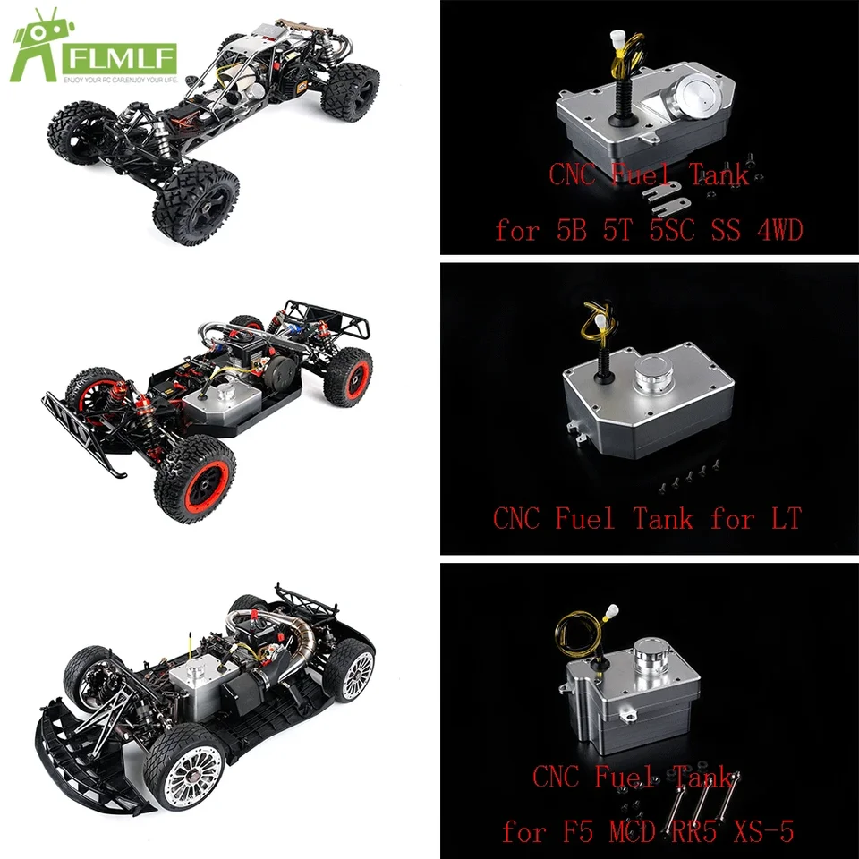 Hliníková zliatina CNC nepriepustná zostava palivovej nádrže pre 1/5 HPI Rovan Rofun KM Baja LT V5 Losi F5 RF5 MCD RR5 XS-5 RC Automobily