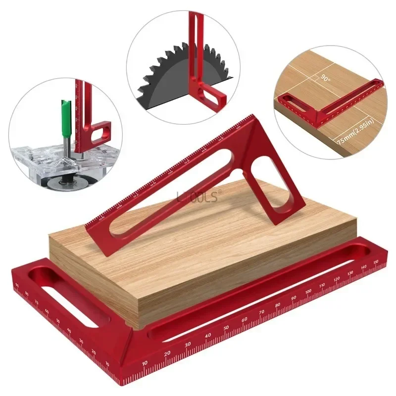 Hliníková zliatina drevárstvo L-tvare L v tvare štvorcového pravítka Vysoko presné opotrebenie odolné voči trvanlivej značke merania pravítka Woodworking Tools