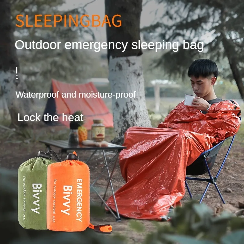 Hliníkový film ISE Mount Bivvy PE First Aid Spacím vrecka Núdzový spacák s píšťalkou, teplý brankár prežitia