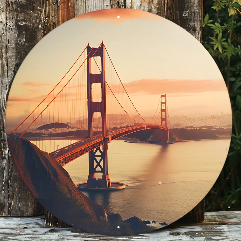 Hliníkový kovový znak vhodný pre dom, most Golden Gate, okrúhly plech