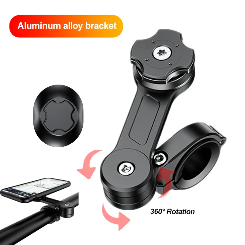 Hliníkový motocykel Bicycle Phone Držiteľ anti-vibračná podpora s adaptérom nálepky Moto Smartphone Držiak tesnenia Pripojte stojan na stojan