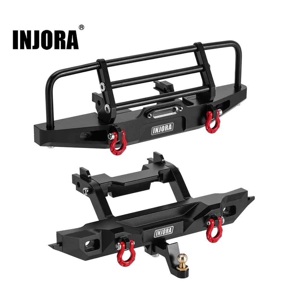 Hliníkový predný zadný nárazník Injora CNC so svetlami pre 1/18 RC Crawler TRX4M Upgrade obrancu (4M-88)