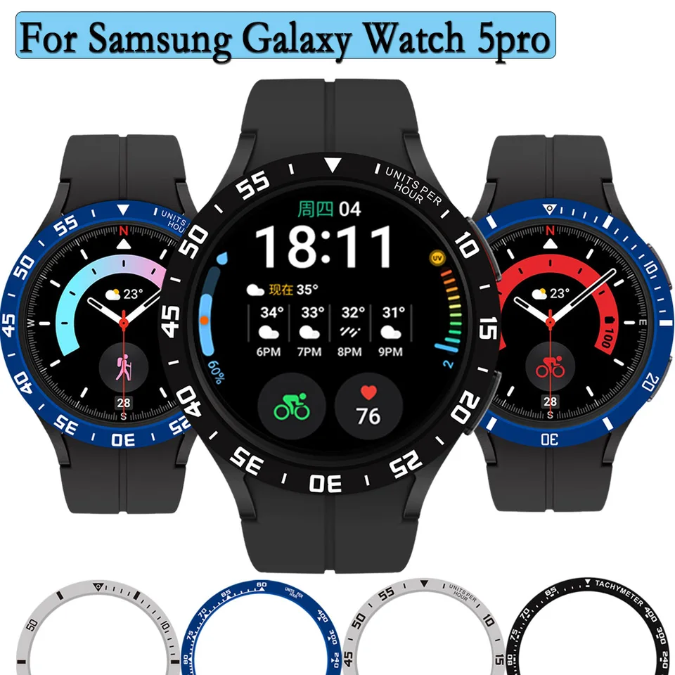 Hliníkový zliatinový štýl rám pre Samsung Galaxy Watch 5Pro 45 mm inteligentné hodinky Cover Sport Adhesive Case Bumper Ring