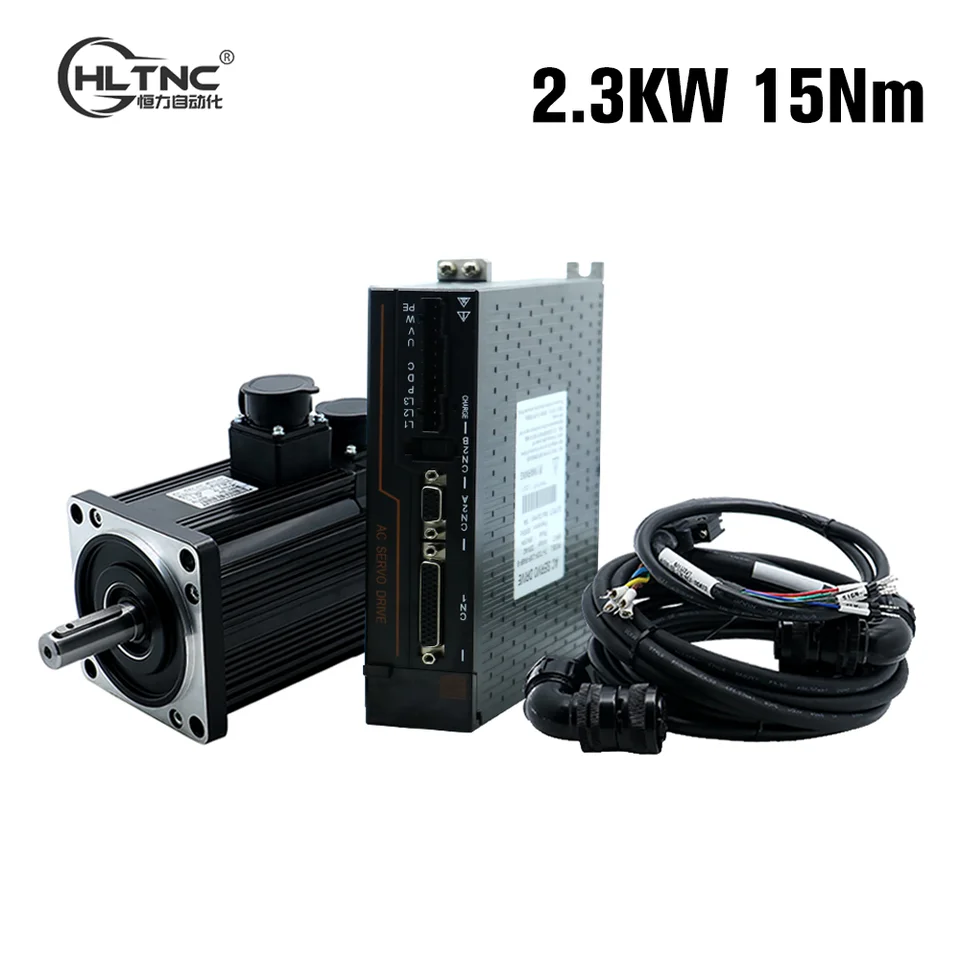 HLTNC 130st M15015 2,3 kW 15nm 1500 orpm 220V AC Servo Motor Kit s brzdou a T3DF-L30F RS485 Drive motora pre CNC Graver Lathe