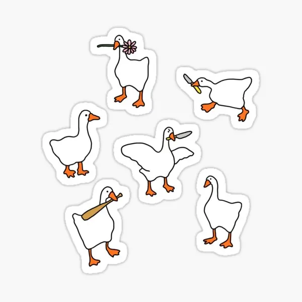 Hlúpy husací zväzok 5ks nálepky pre nástenné okno na notebook v obývacej izbe fľaše s vodou roztomilé anime dekorácie vtipné umelecké dekorácie