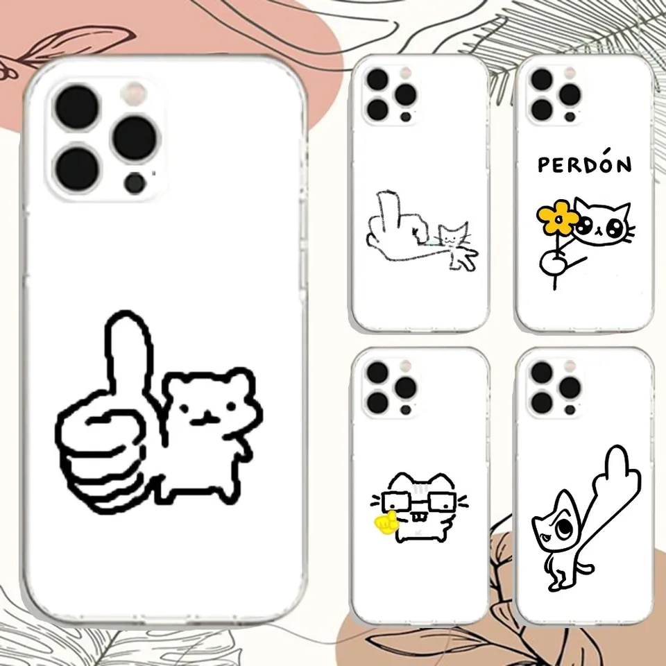 Hlúpy kreslený telefónny telefónny puzdro pre iPhone Apple 15,13,12, mini, 11, pro, max, plus, x, xs, 8, SE, 2020 a priehľadné