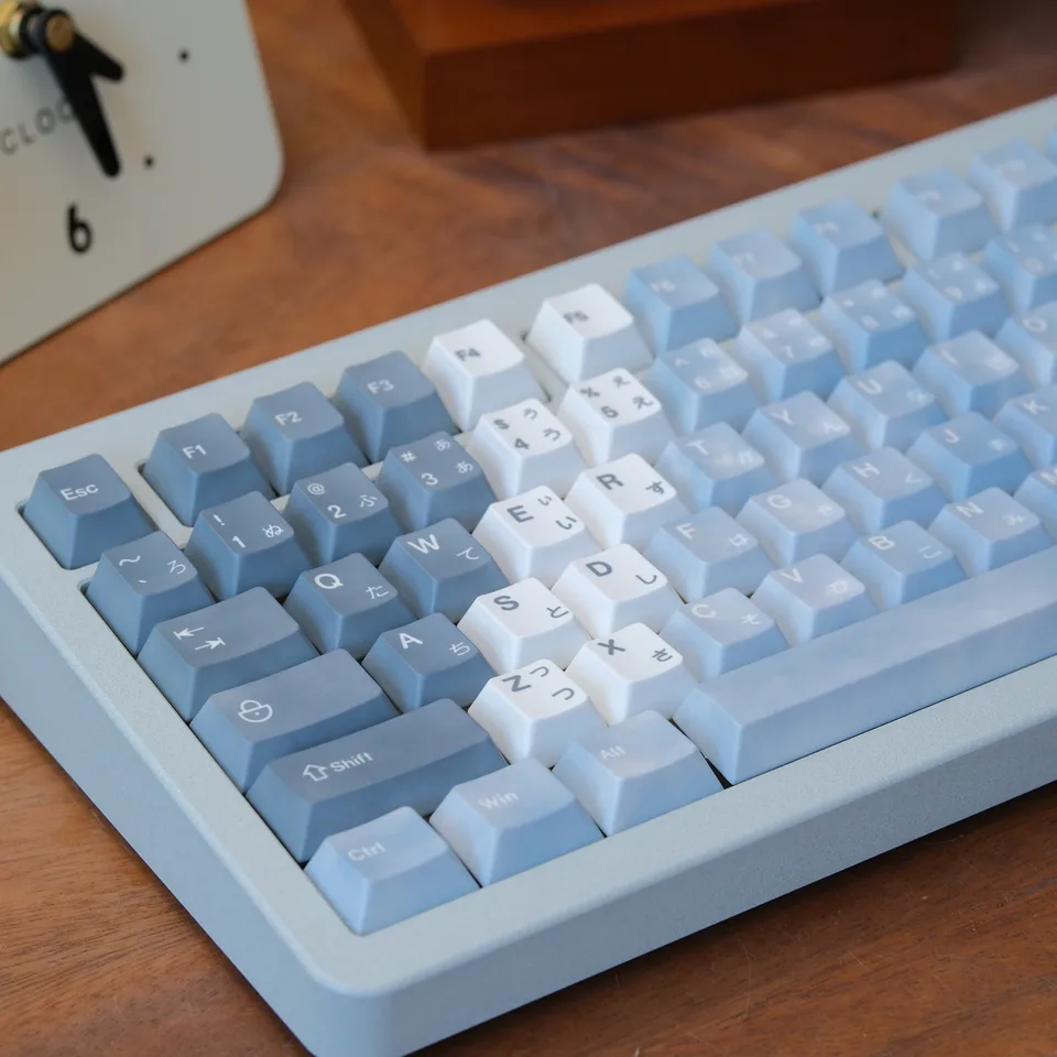 Hmla keycap pbt sublimácia 141 klávesy čerešňový modrý biely gradient wooting modrá diy keycap 'l' tvar Enter keycap