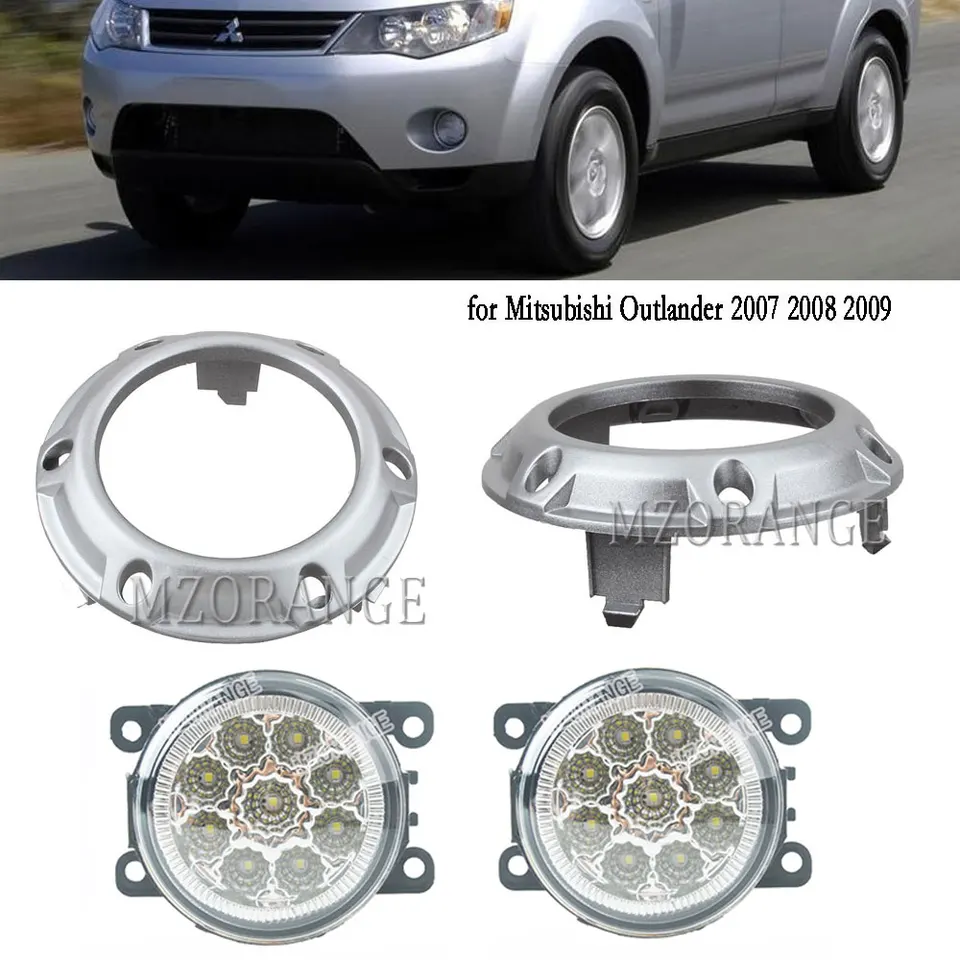 Hmlové svetlo pre Mitsubishi Outlander 2007 2008 2009 Strieborný kryt Grill Grill Bram Fog Lamp Rámová čiapka LED svetlomety Časti príslušenstvo